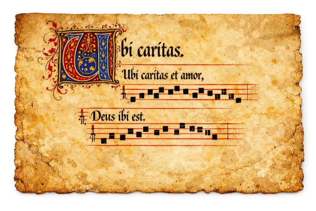 ubi caritas text illuminated